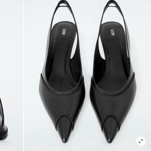 COS Elegant Black Perforated Slingback Heels